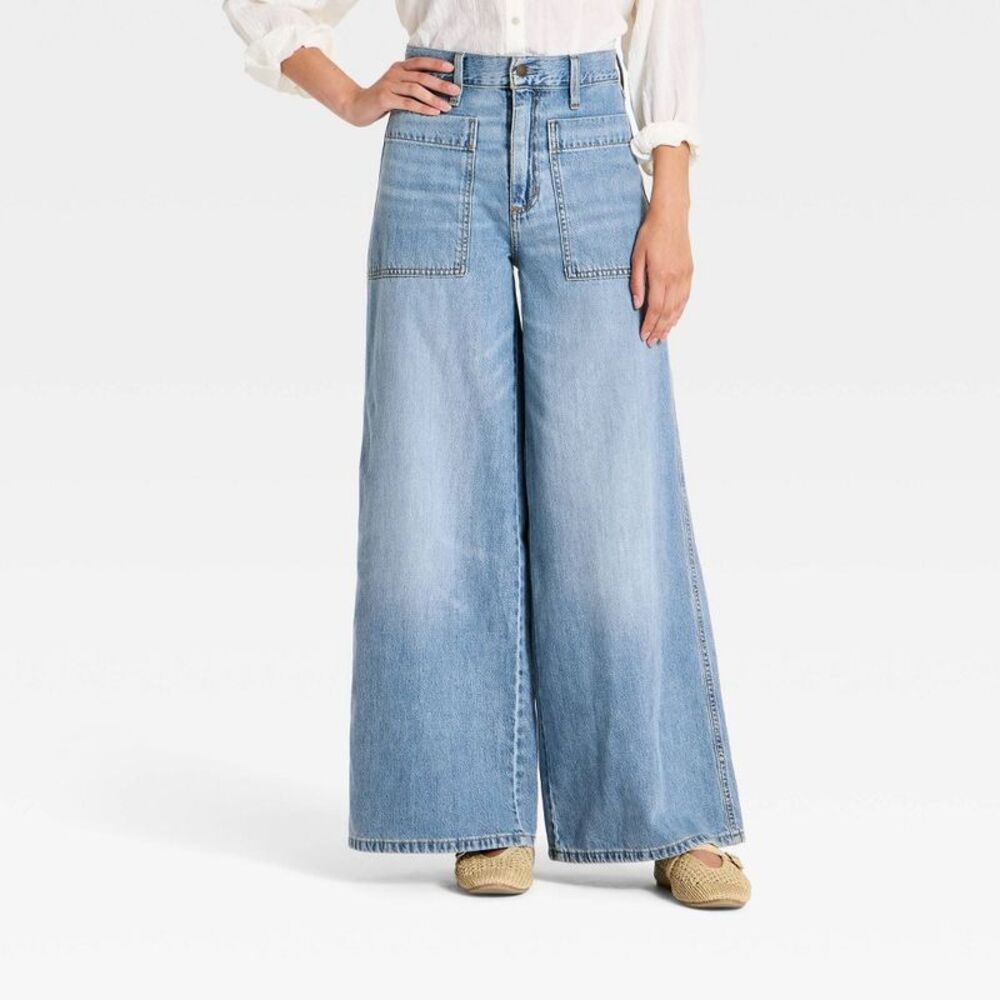 Women's Palazzo Wide Leg Jeans - Universal Thread Light Wash 4
